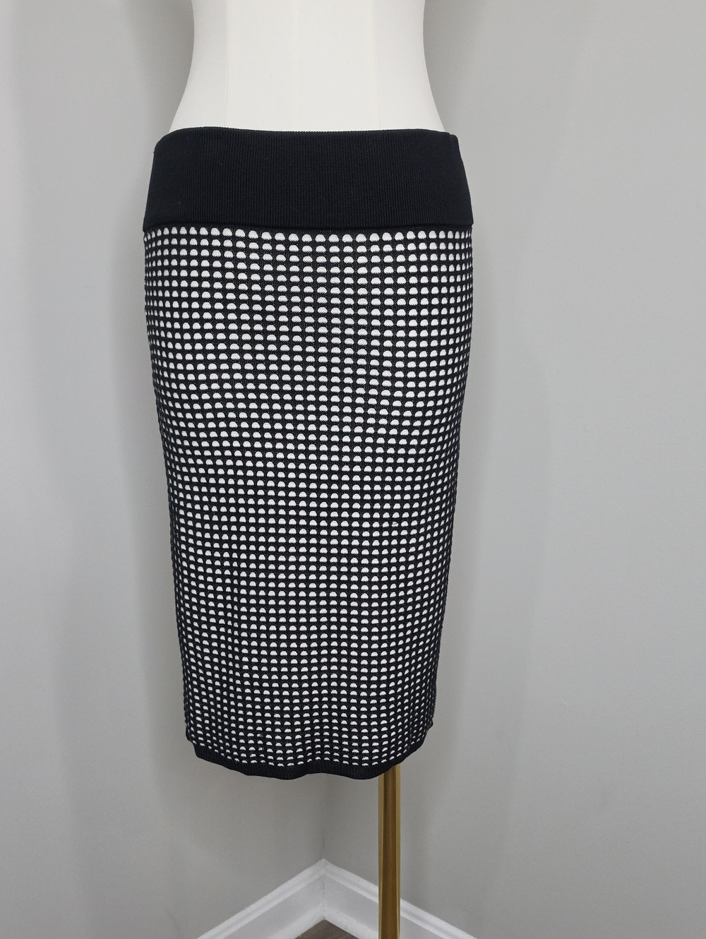 Ann Taylor Knit Textured Pencil Skirt Small Black and White